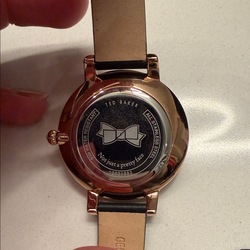 Ted Baker Black Strap Watch with Floral Design - Picture 2 of 9